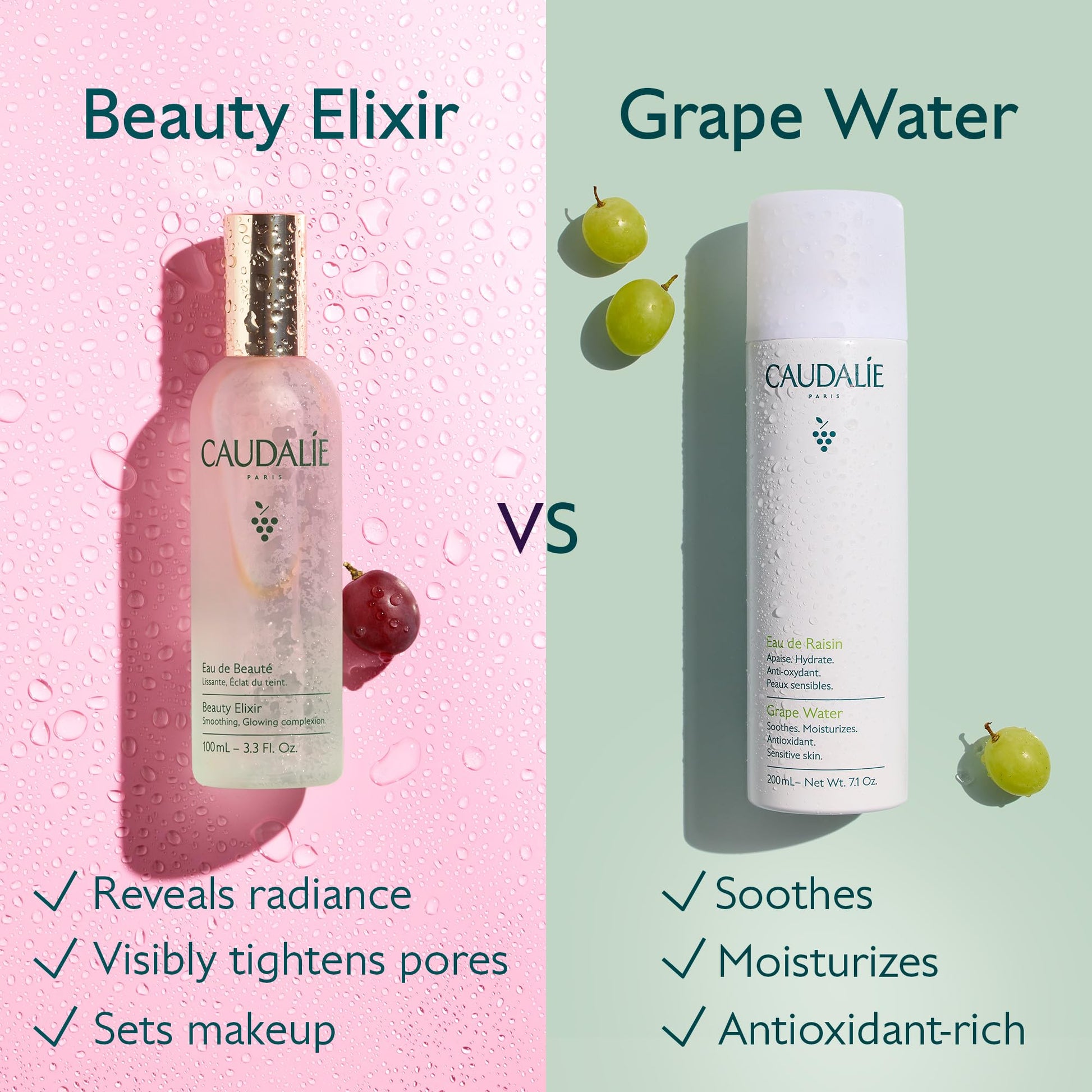 Caudalie multitasking beauty mist standing upright against a clean skincare background