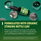 Vegan non GMO alcohol free stinging nettle liquid formula close up image