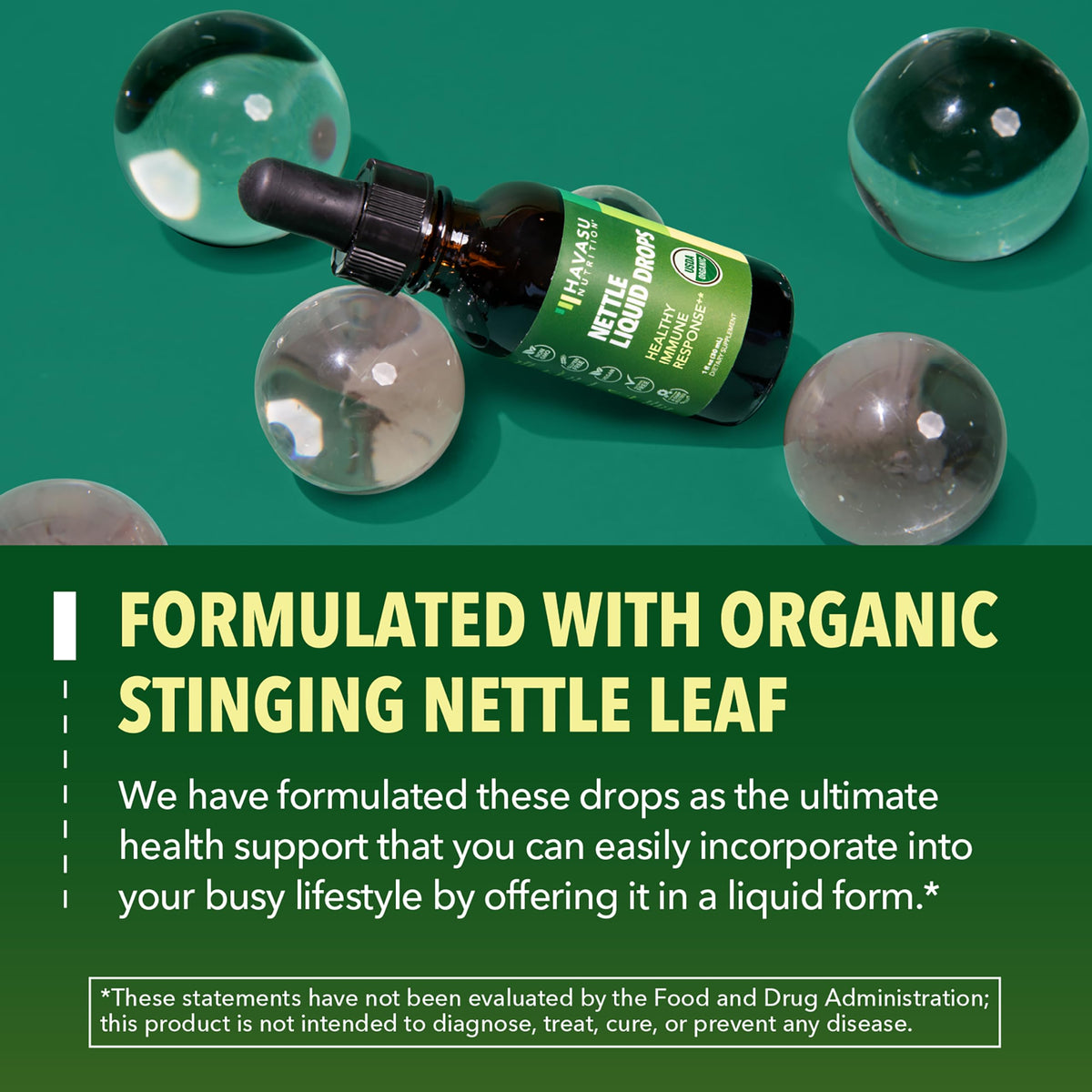 Vegan non GMO alcohol free stinging nettle liquid formula close up image