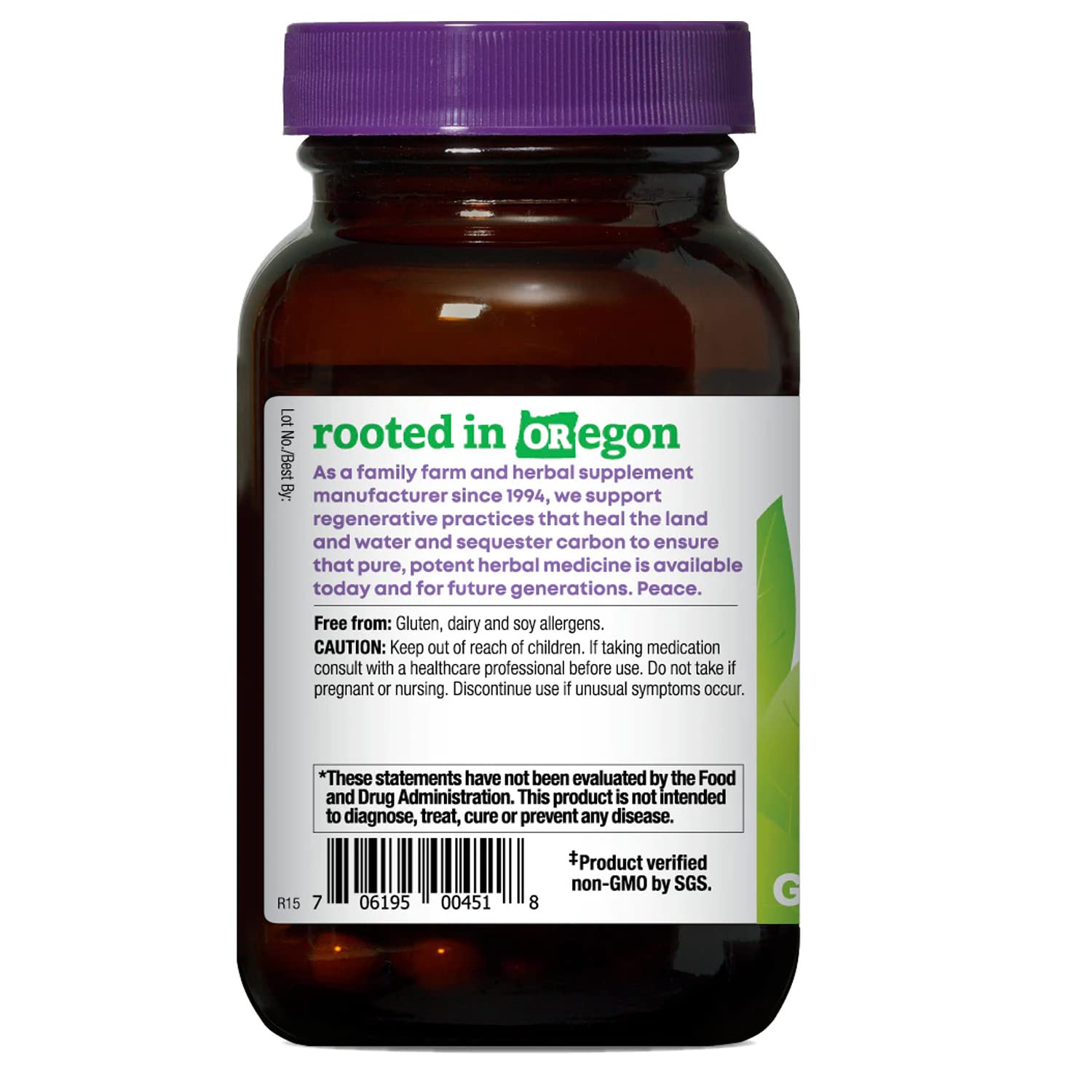 Oregon's Wild Harvest Nettle Quercetin supplement bottle label