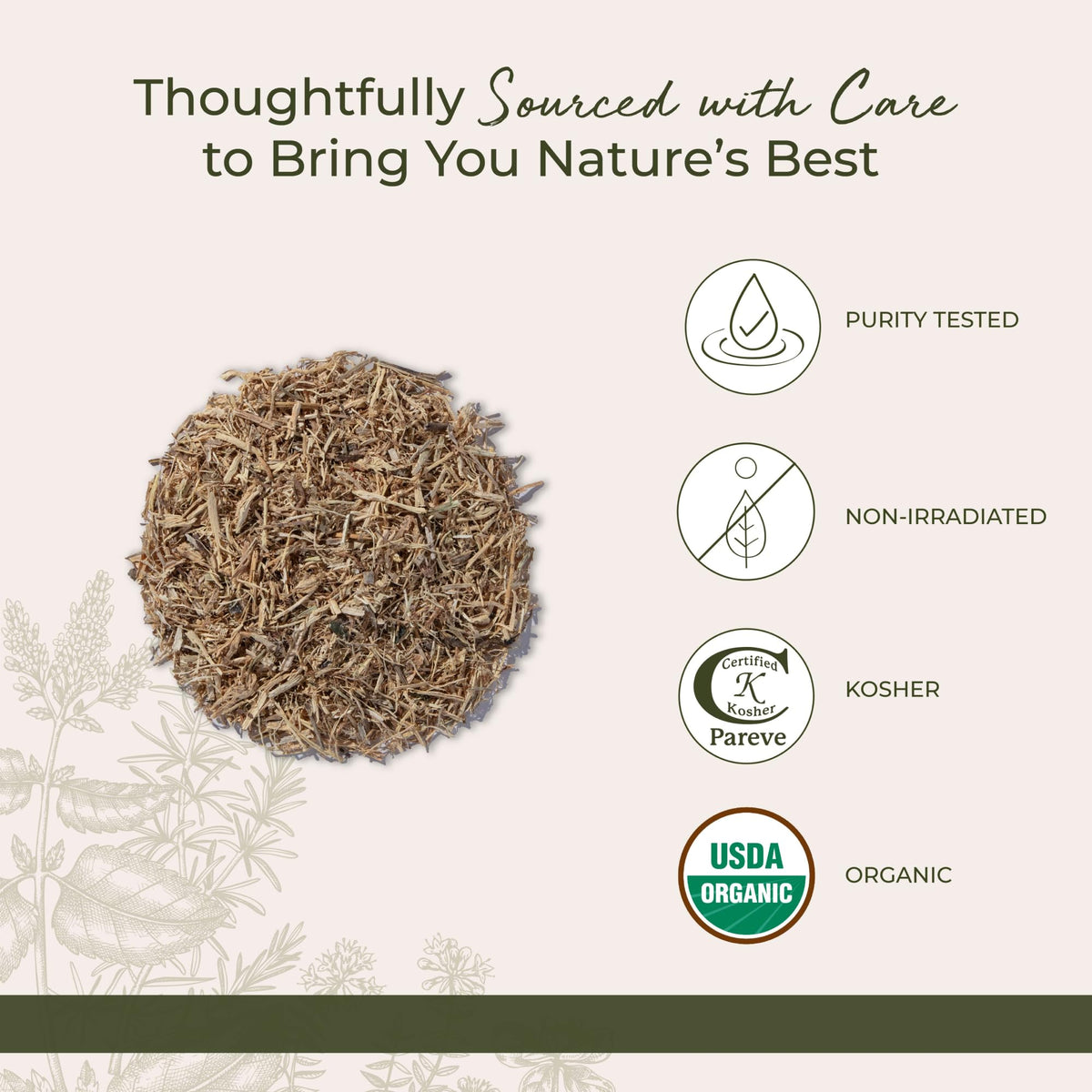 Starwest Botanicals Nettle Root pouch back view with usage instructions
