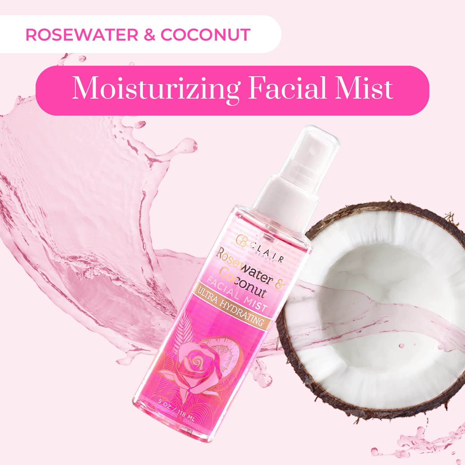 Clear Beauty collagen and hyaluronic facial mist hydrating spray bottle packaging
