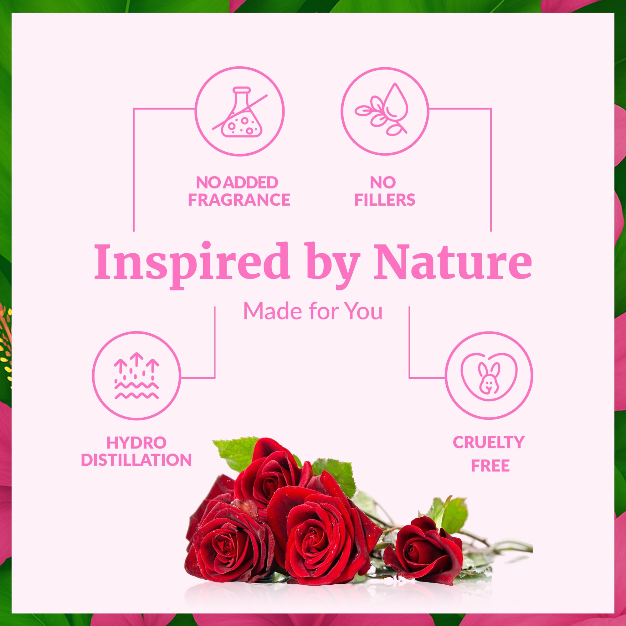 SVA ORGANICS Rose Water four ounce bottle detailing directions for haircare and aromatherapy uses.