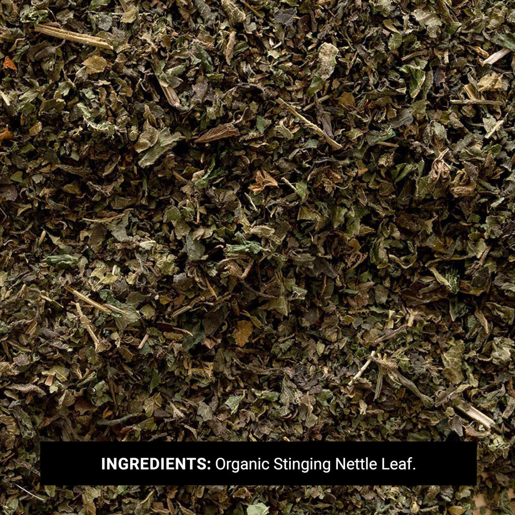 Organic cut and sifted stinging nettle leaf texture
