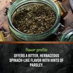 Steeping Frontier Co-op stinging nettle tea in a glass