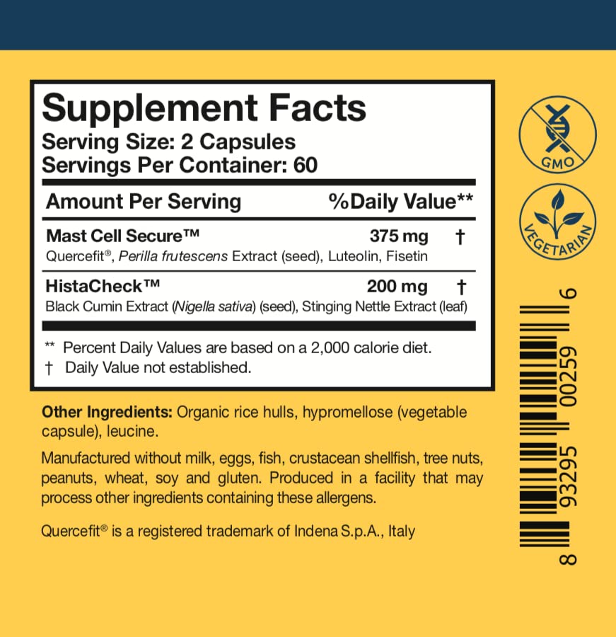 Researched Nutritionals HistaQuel container alongside the vegetarian capsules