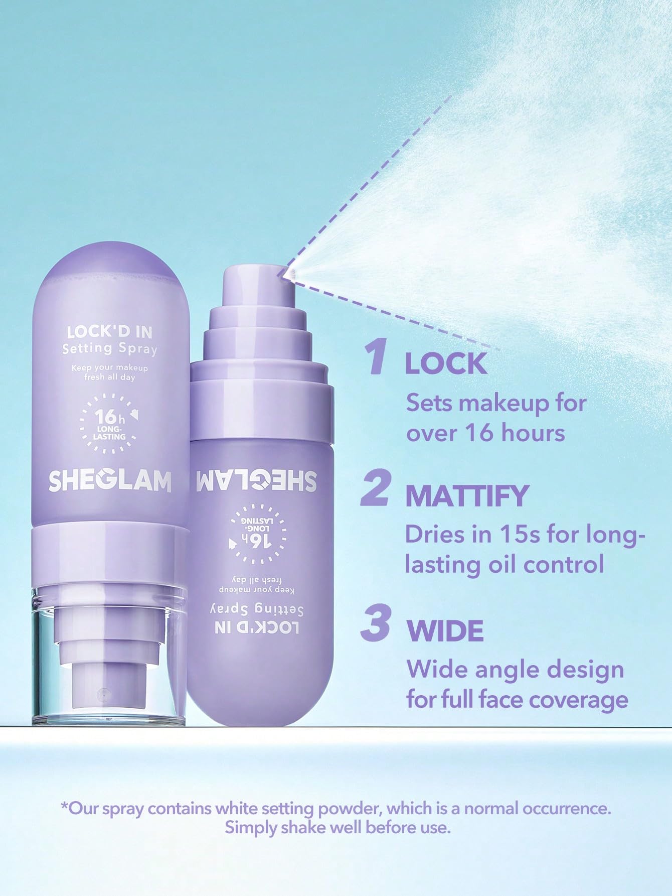 Sheglam Lockd In Setting Spray mattifying effect demonstration