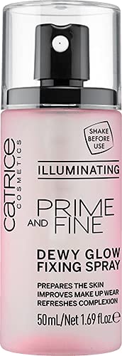 Catrice transparent fast drying fixing spray angled presentation highlighting the fine mist nozzle