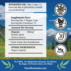 Pure Mountain Botanicals Stinging Nettle Leaf 500mg supplement label details