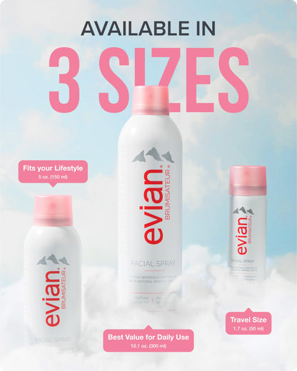 Travel-friendly Evian facial spray usage demonstration