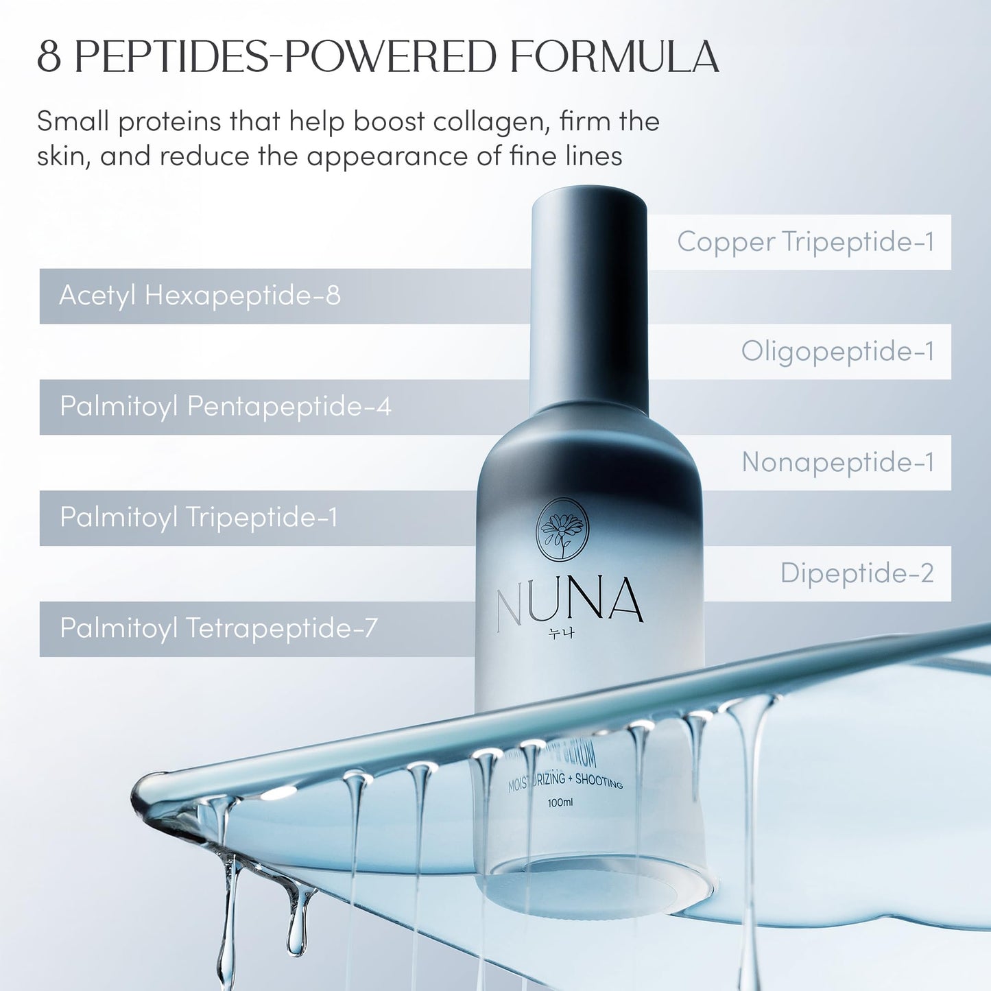 Nuna skincare serum spray used as a makeup setting mist on skin.