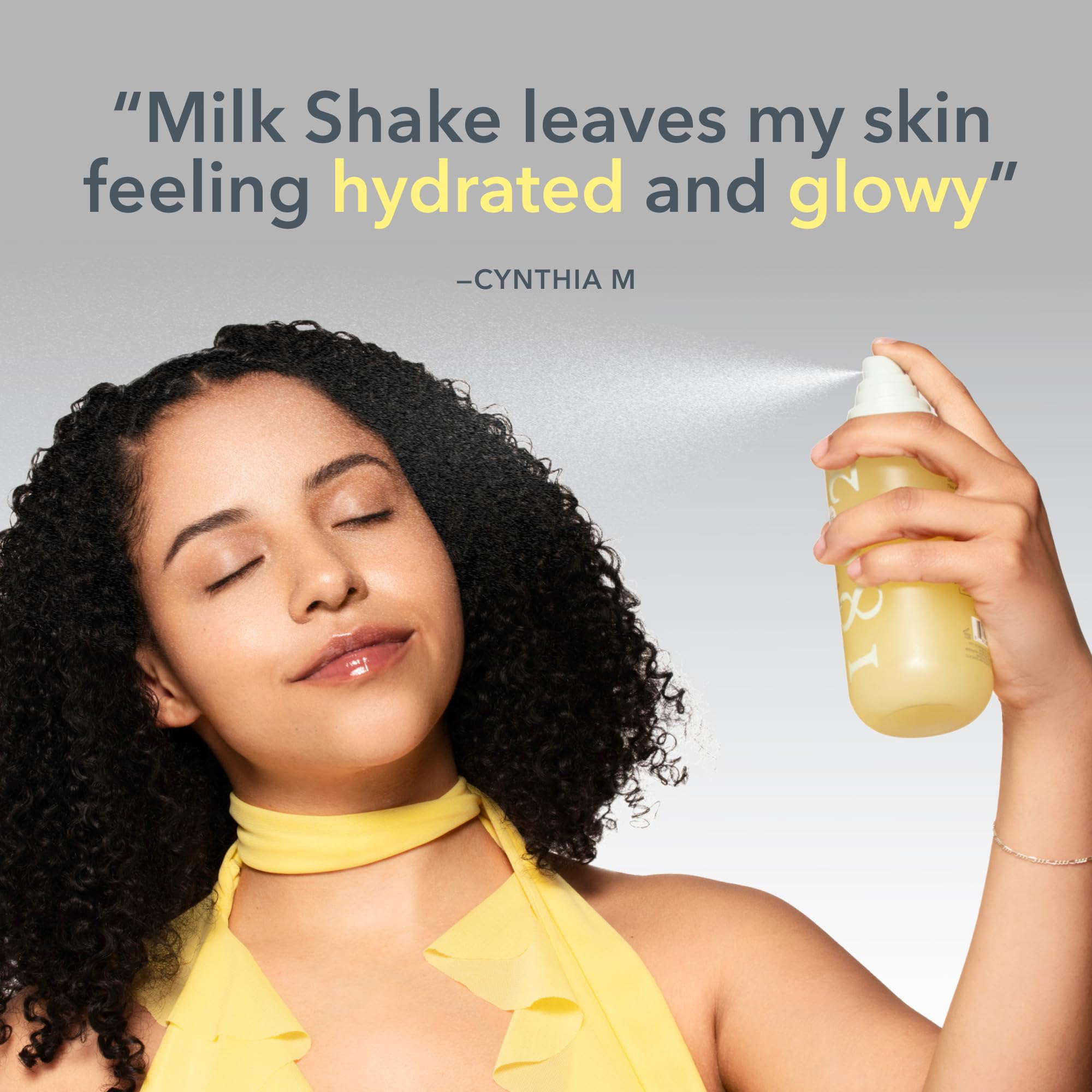 Close up of Beekman 1802 Milk Shake toner mist label