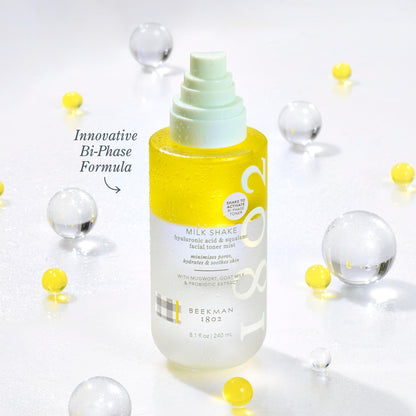 Side profile of Beekman 1802 Milk Shake skincare mist