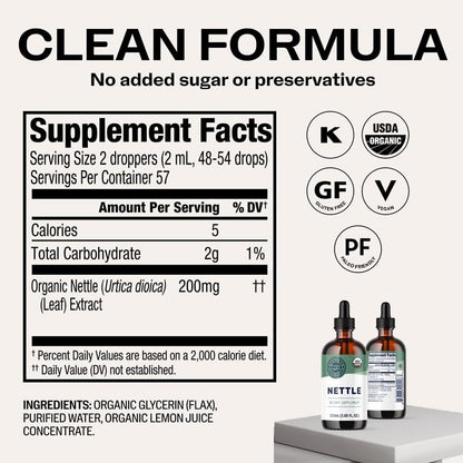 USA imported Vimergy Nettle Liquid extract clean ingredients label