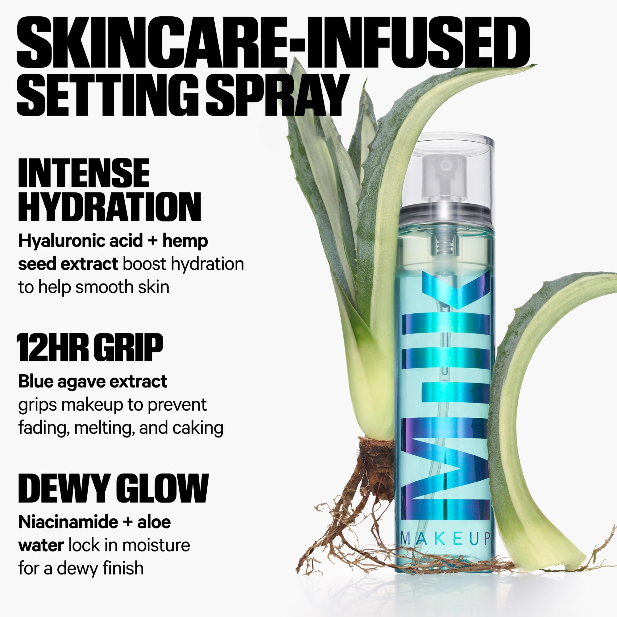 Milk Makeup setting spray held in hand for scale