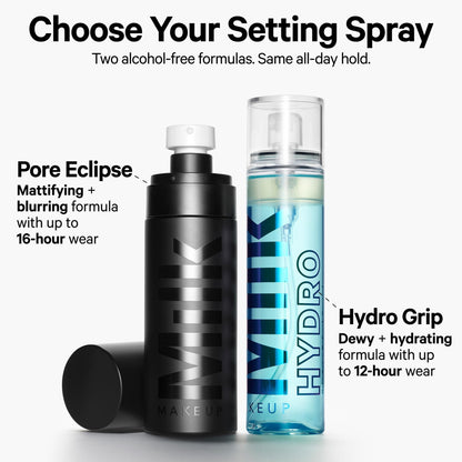 Side view of Milk Makeup Hydro Grip Set and Refresh packaging
