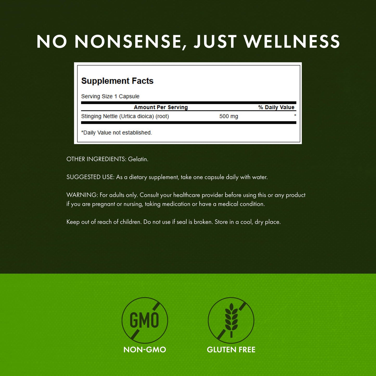 Swanson Stinging Nettle Root 500 mg capsule detail