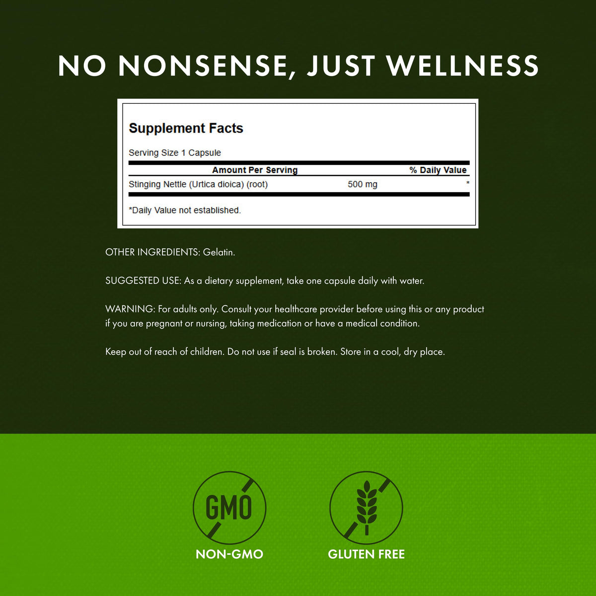 Swanson Stinging Nettle Root 500 mg capsule detail