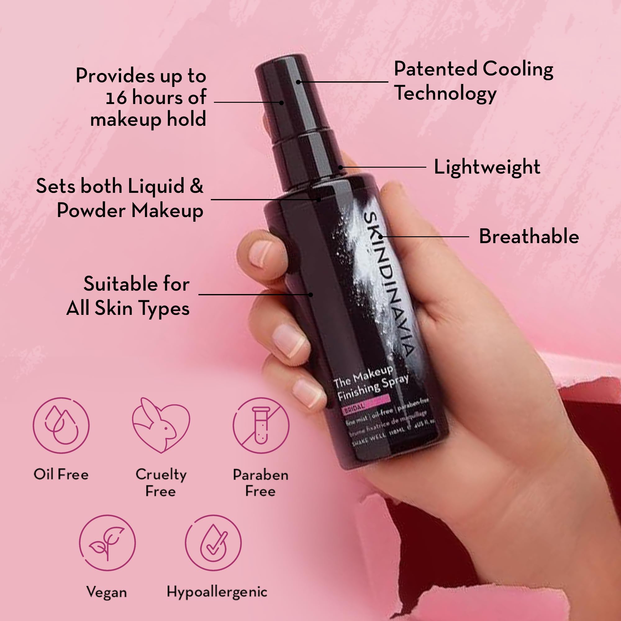 Skindinavia Bridal setting spray 2 fluid ounce bottle packaging