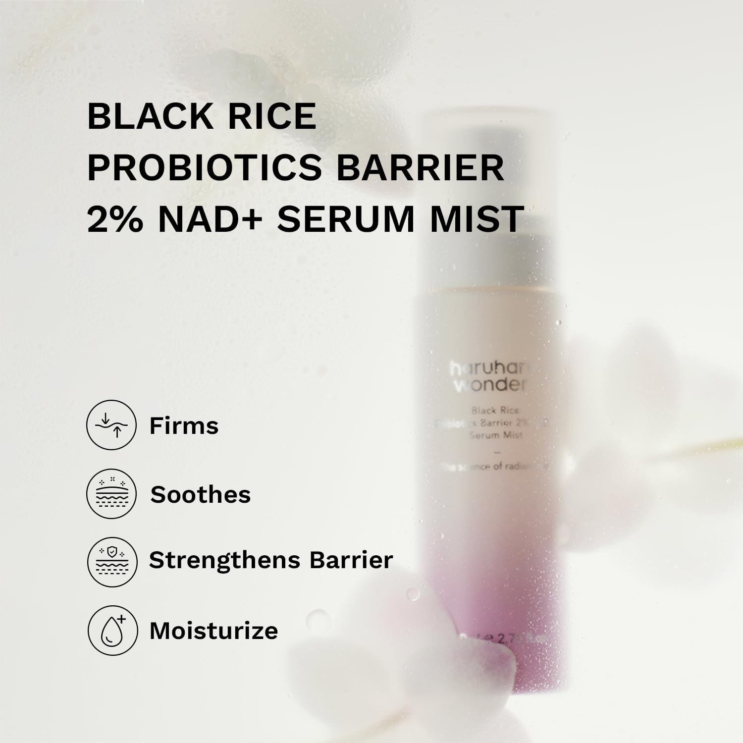 Close up of Haruharu Wonder NAD+ Serum Mist packaging details