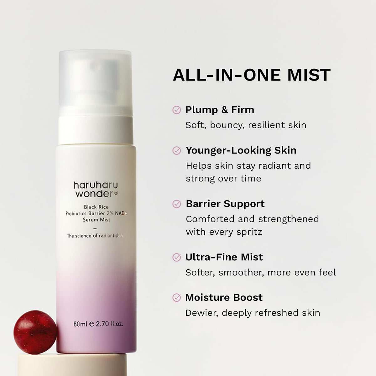 Haruharu Wonder 2.70 fluid ounce mist size comparison
