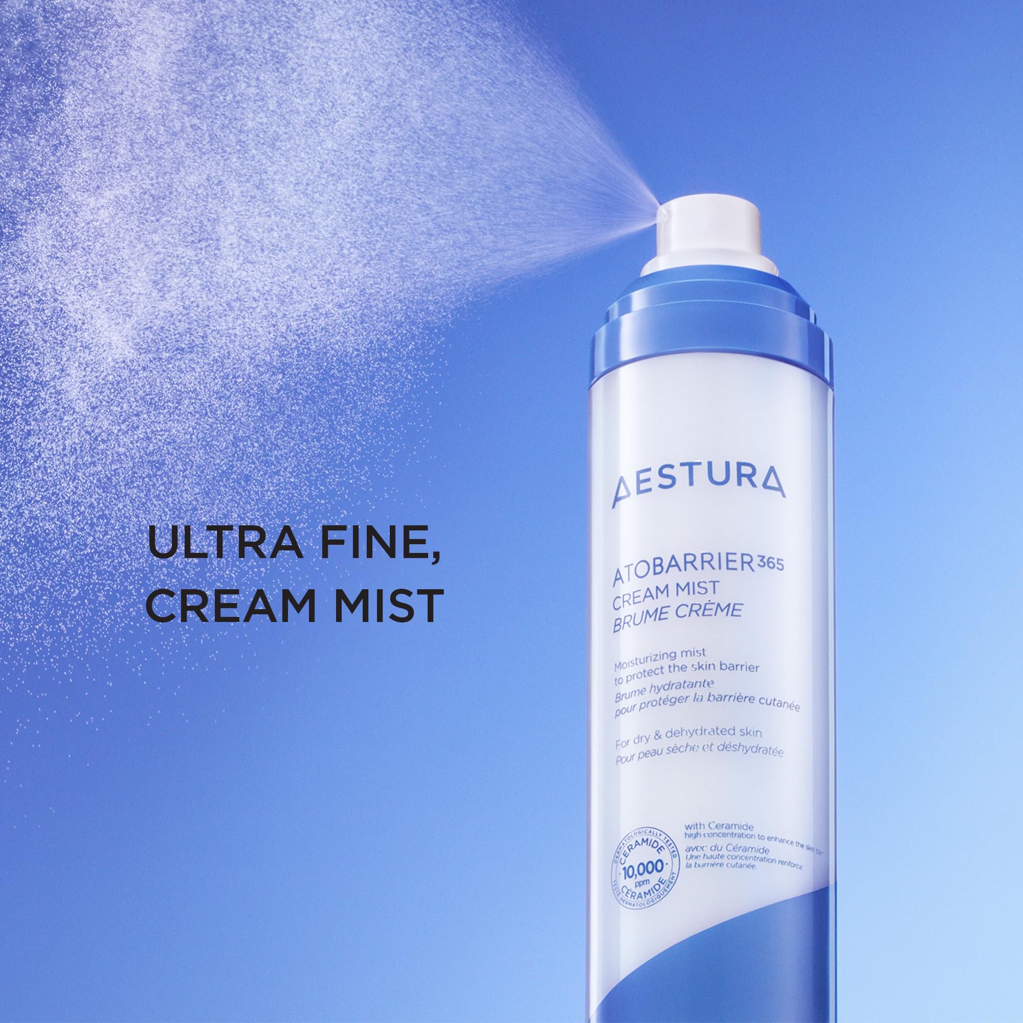 Texture shot of Aestura Atobarrier 365 Cream Mist milky liquid