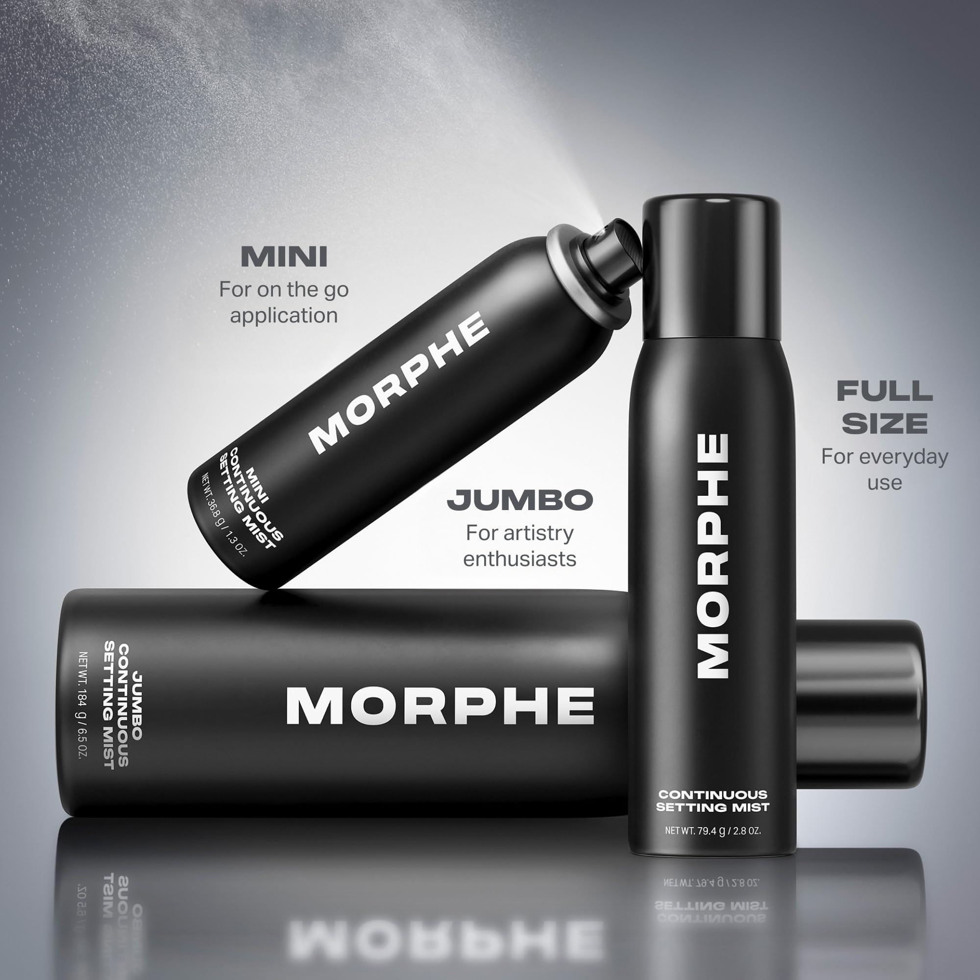Model applying Morphe Continuous Setting Mist for radiant finish