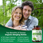 Organic Urtica dioica herbal supplement bottle showcasing pure allergen-free ingredients