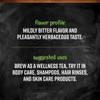 Brewed cup of organic nettle leaf tea with loose herbs