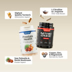 Snap Supplements Prostate Health 90 capsules label showing saw palmetto and mushroom ingredients
