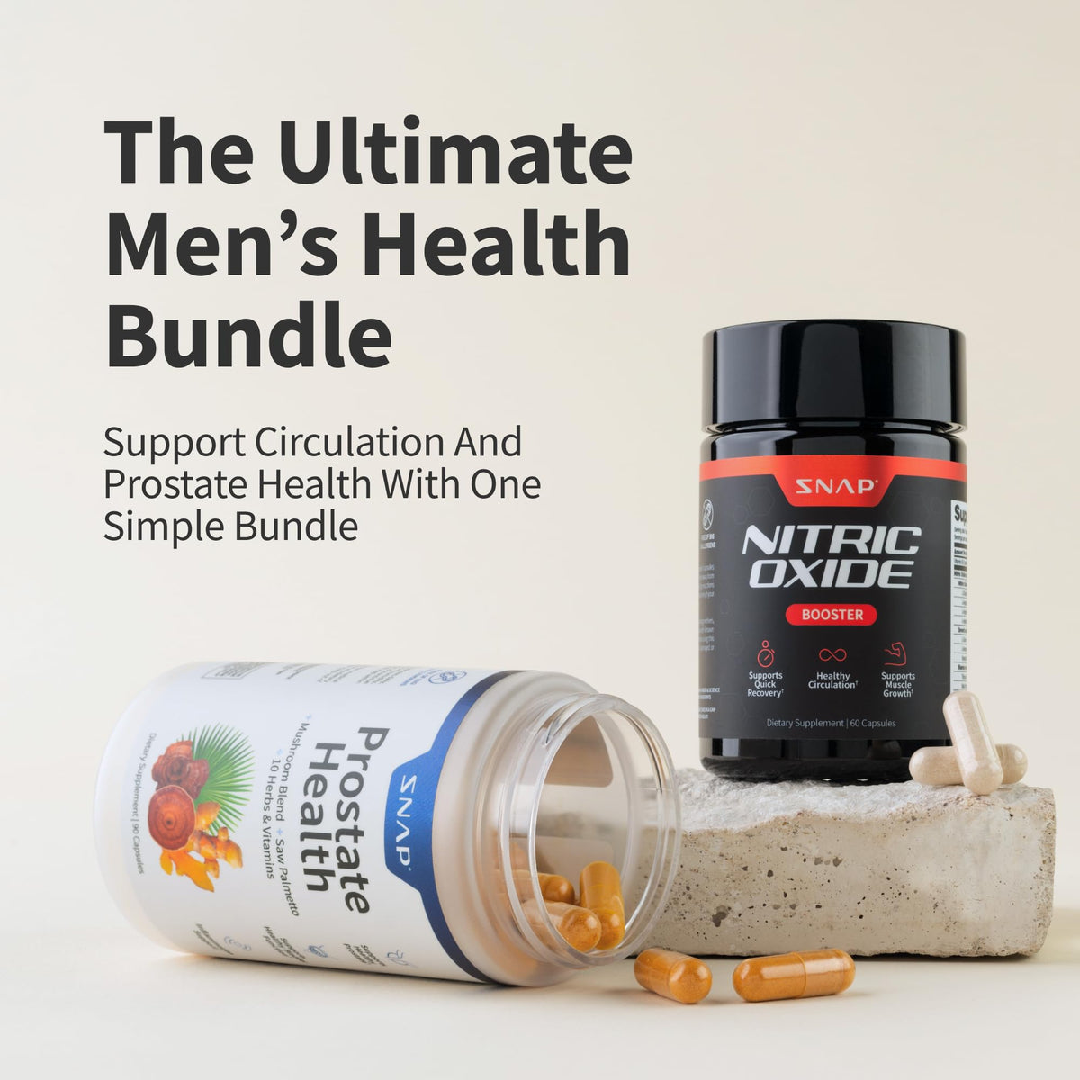 Snap Supplements Nitric Oxide booster packaging details showing caffeine free formula text