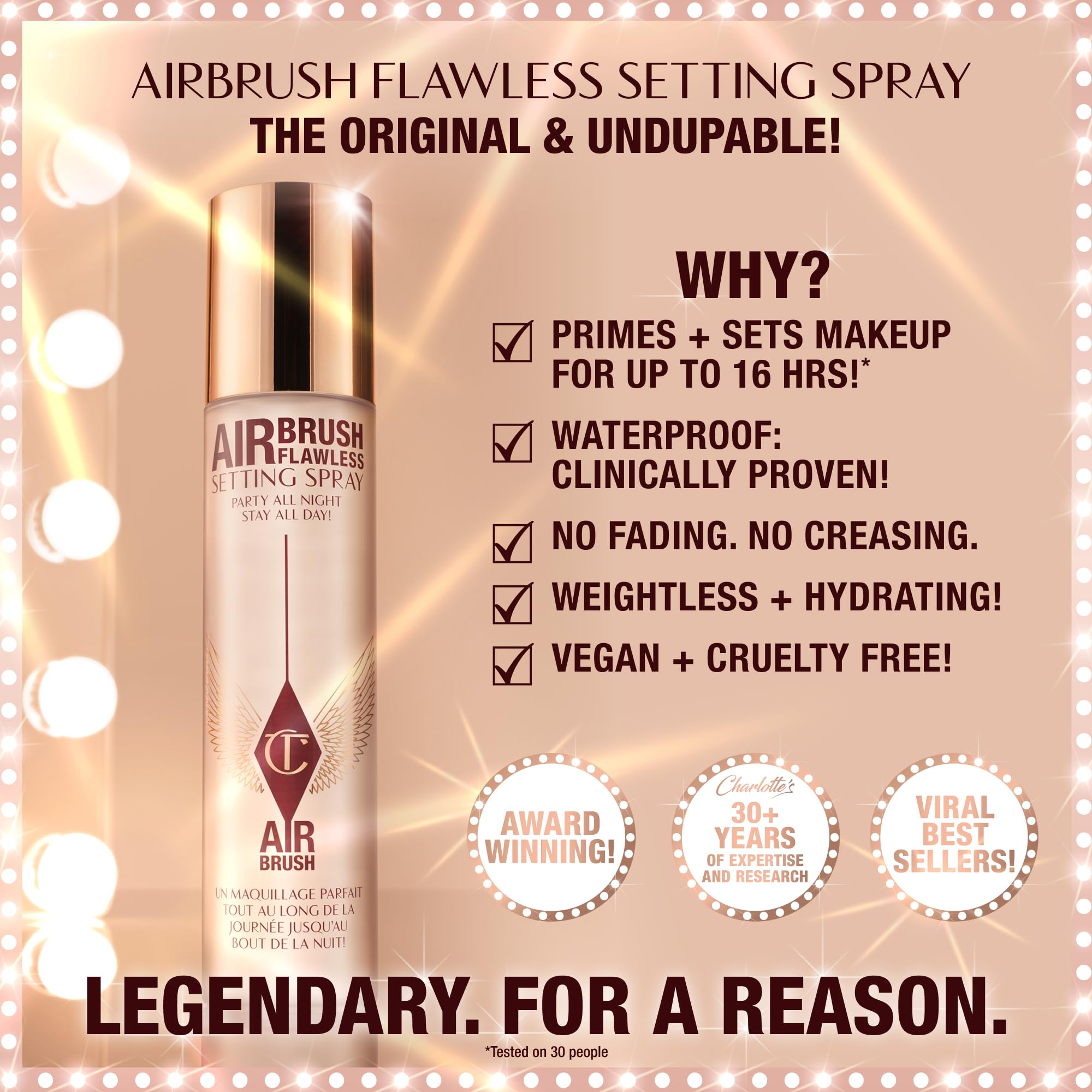 Charlotte Tilbury setting spray bottle with rose gold cap
