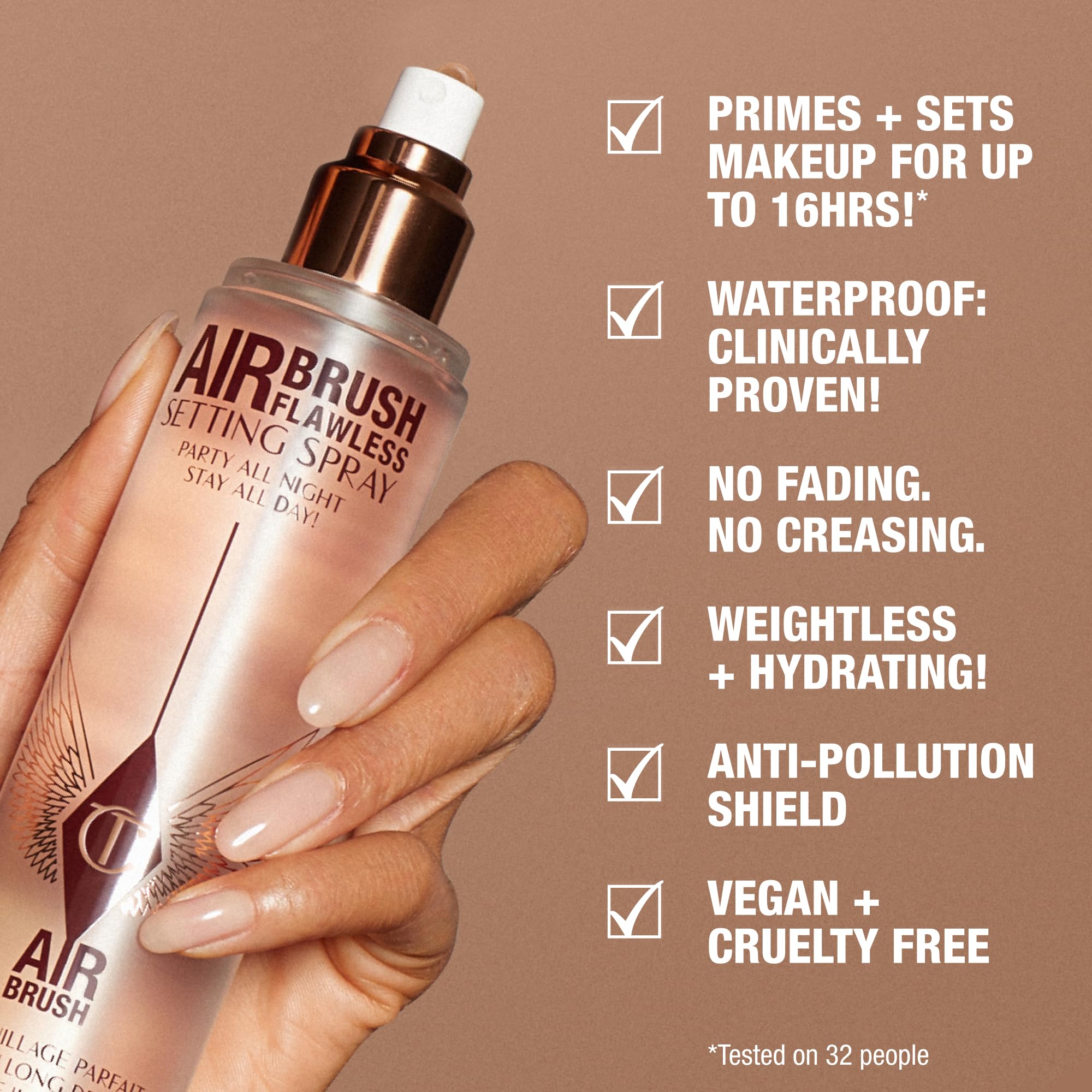 Close up of Charlotte Tilbury setting spray nozzle