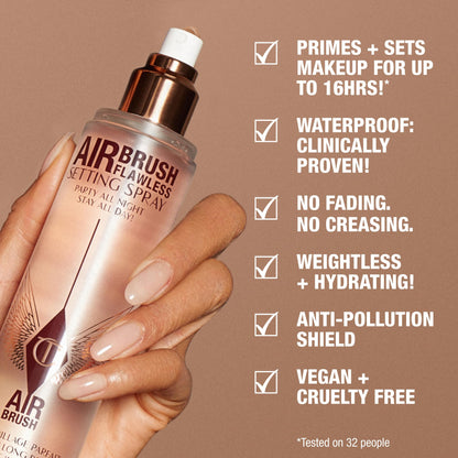 Close up of Charlotte Tilbury setting spray nozzle