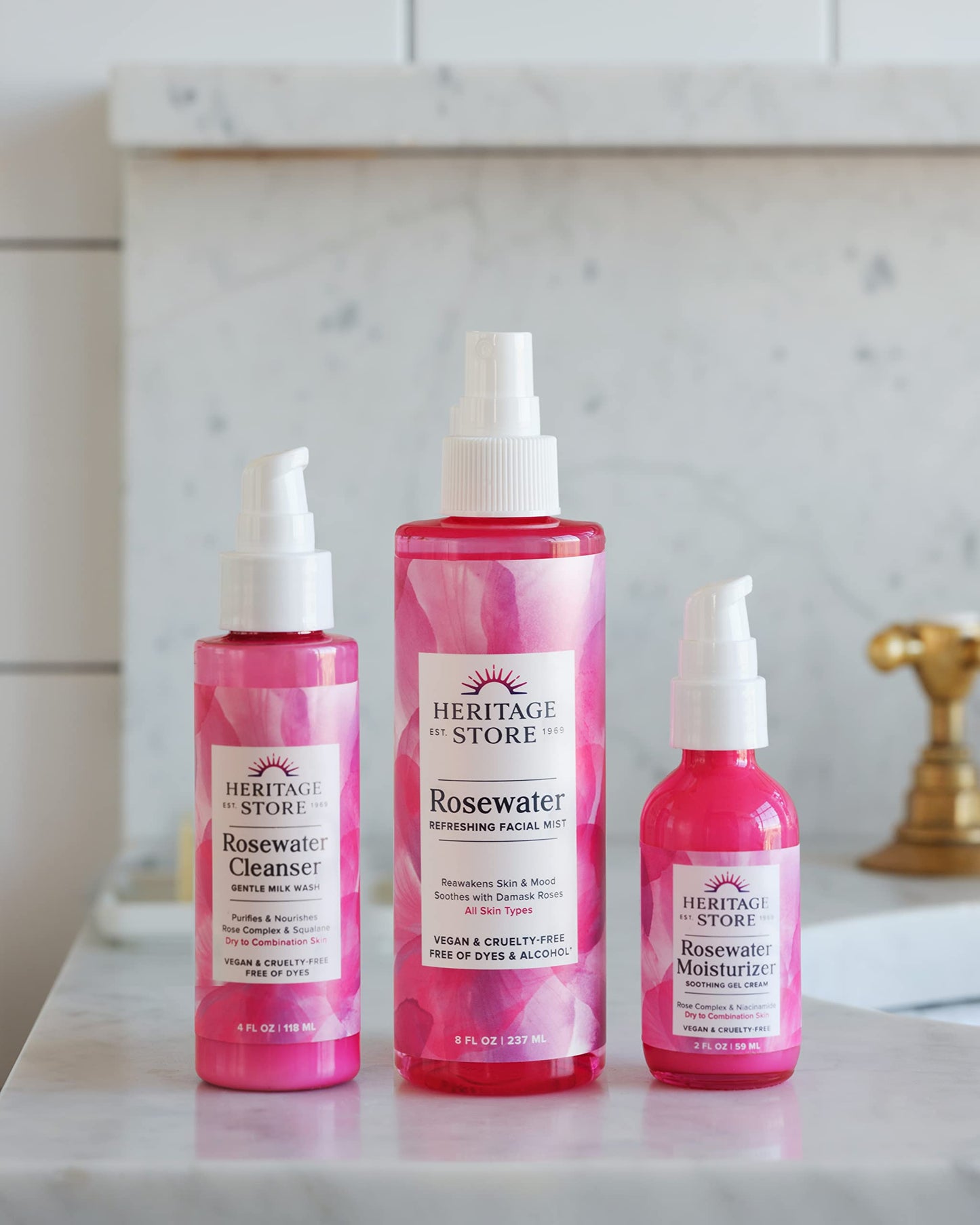 Heritage Store Rosewater bottle design and sustainable packaging details