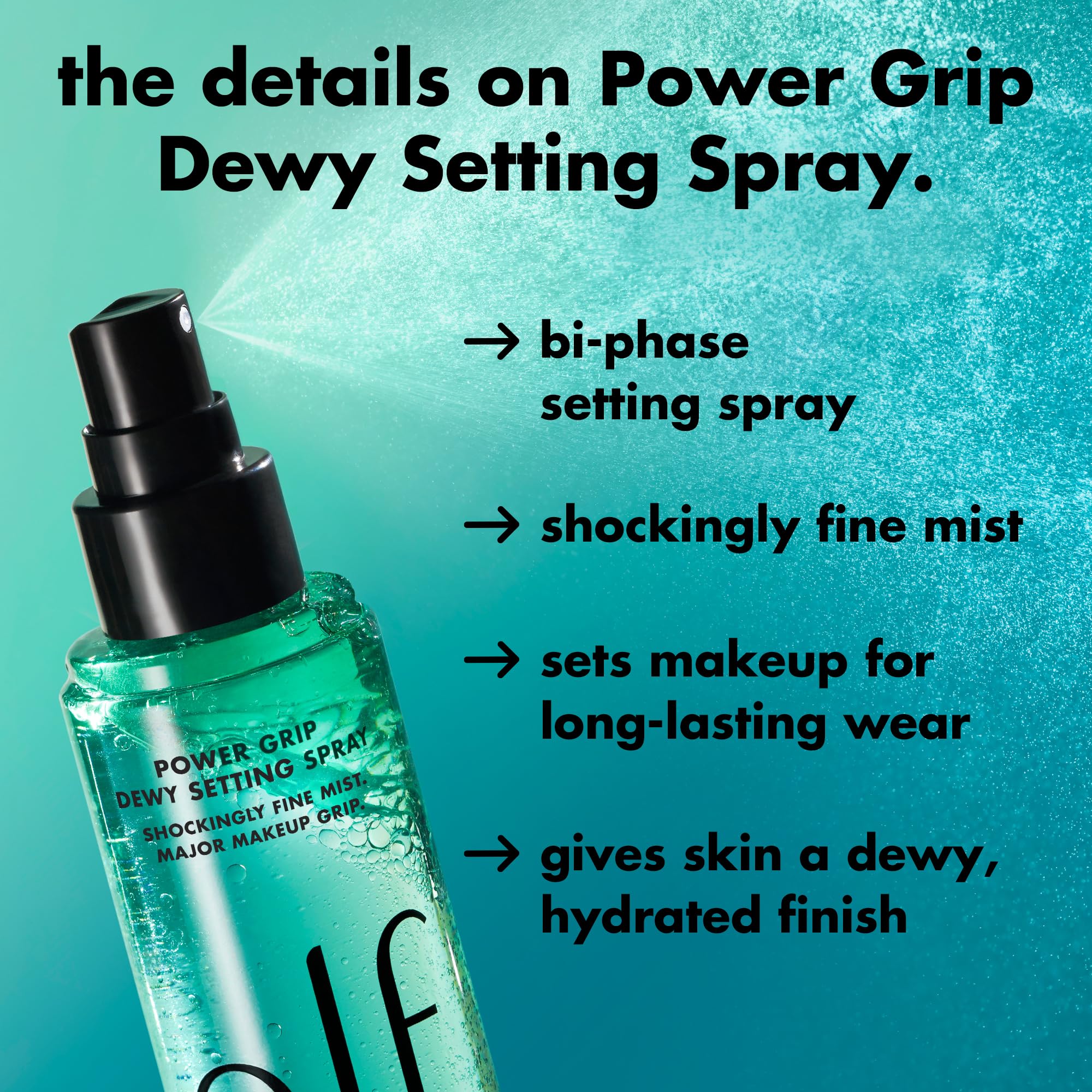 E.l.f. setting spray bottle with aloe and hyaluronic acid label