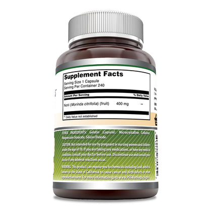 Amazing Nutrition Noni fruit extract 400mg capsules premium wellness product packaging detailed view