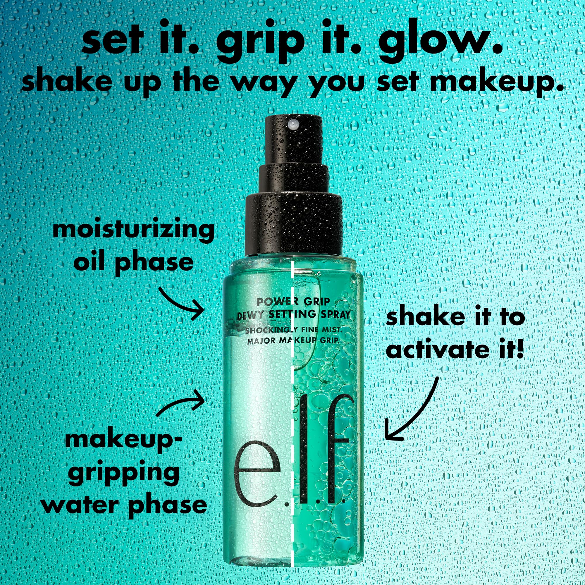 Applying E.l.f. Power Grip dewy mist for hydrated makeup