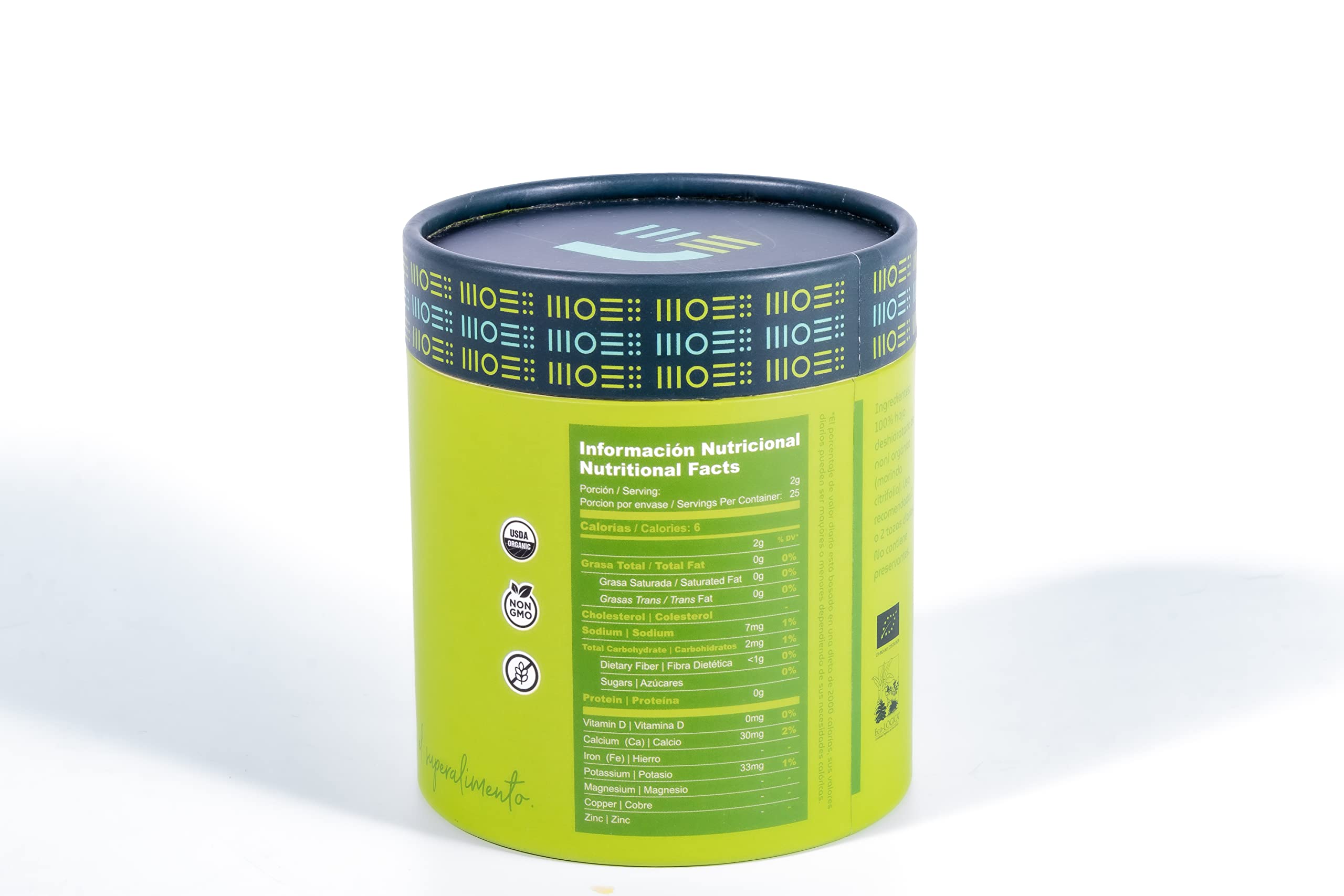 Nutri Noni Costa Rican loose leaf tea container details displaying pure organic certification