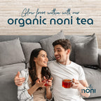Nutri Noni loose broken leaf organic sprout tea container base showing authentic barcode