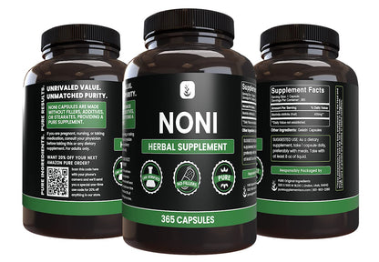 Lab verified zero rice filler noni capsules by Pure Original Ingredients