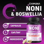 Supplement facts panel of CIVIMUNA Noni and White Willow Bark capsules