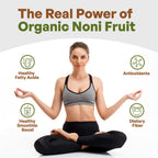 Go Nutra pure noni superfruit supplement showing vitamin C and antioxidant details