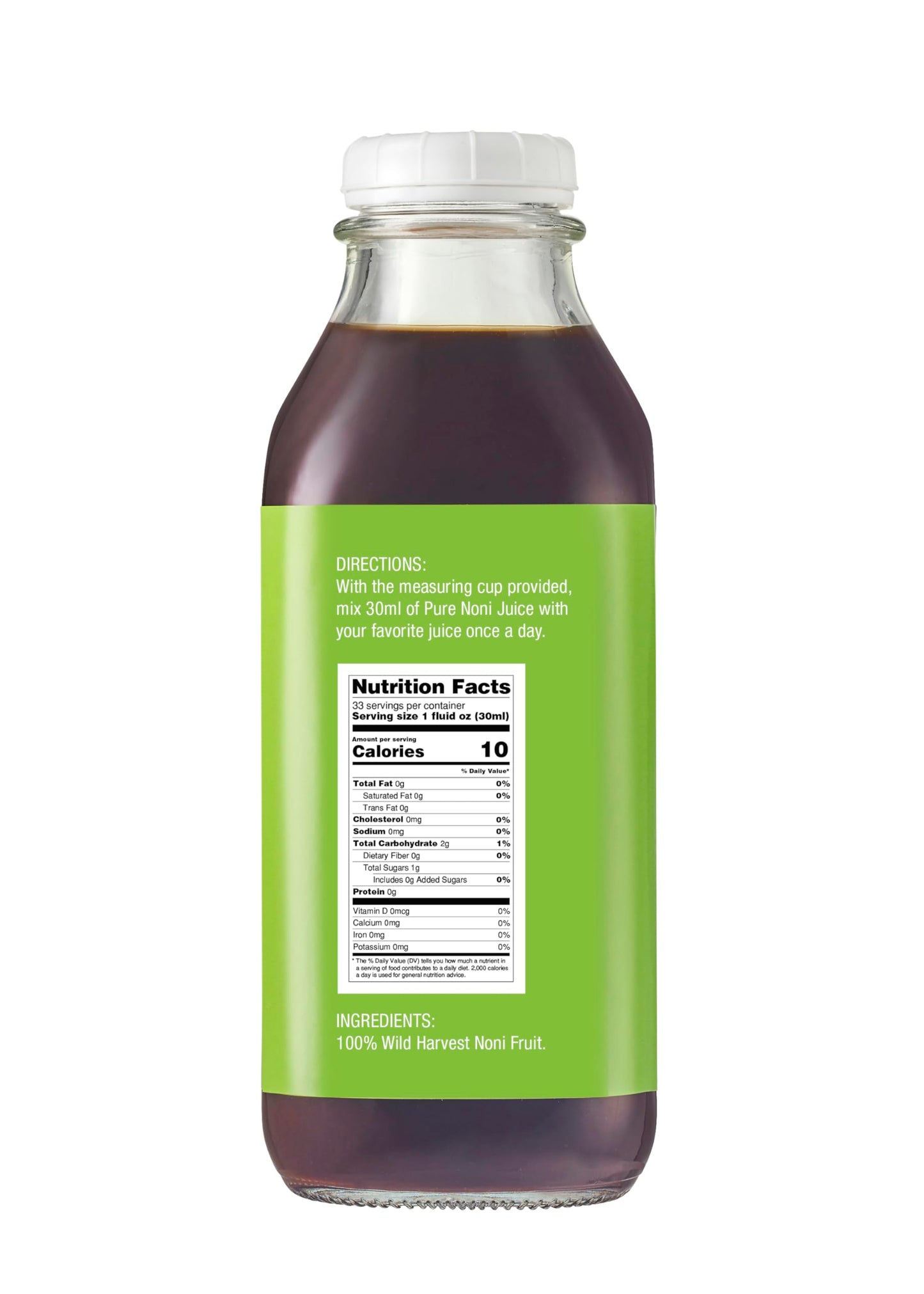 Savavuka Trading Co wild grown Fiji noni juice one liter bottle angled display