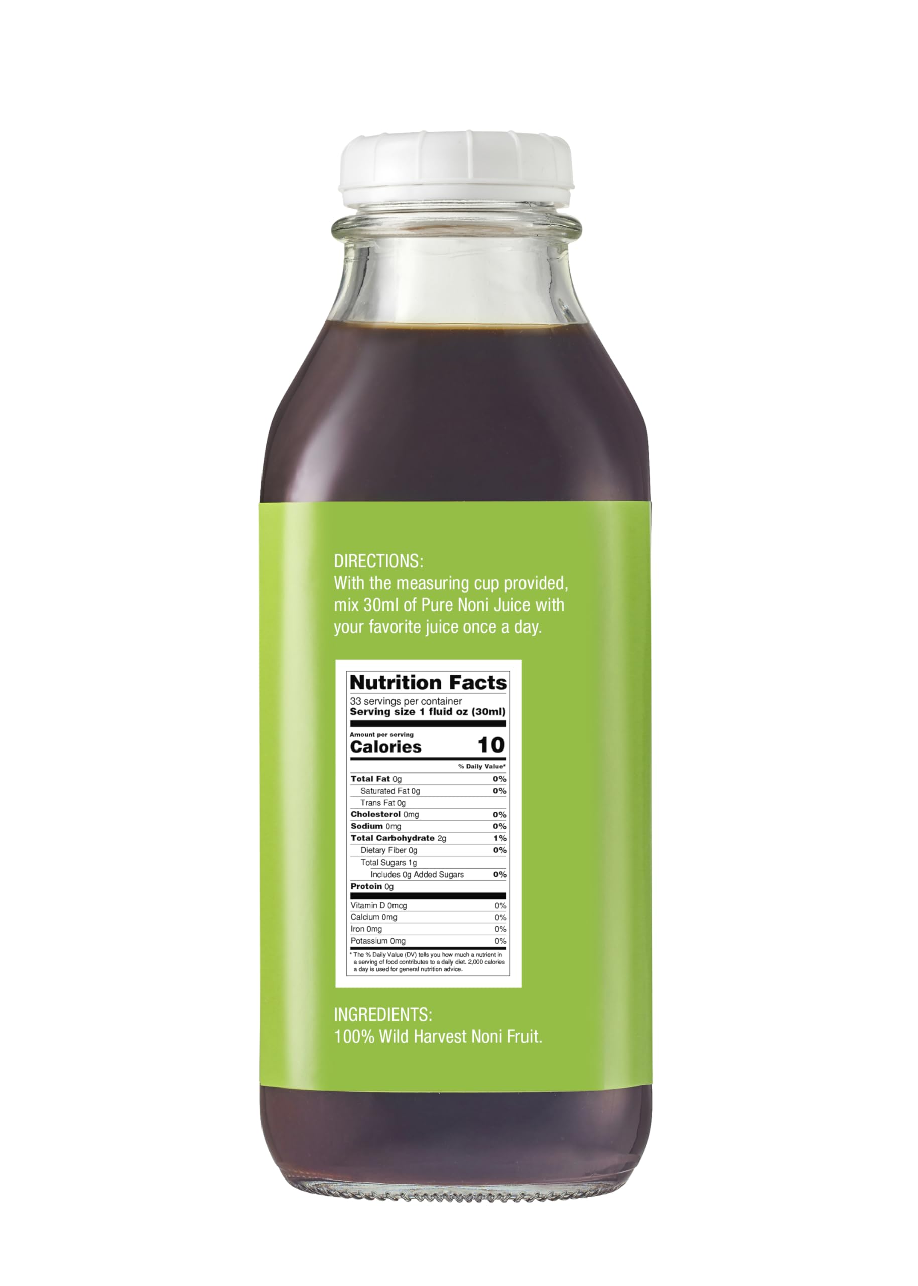 Savavuka Trading Co wild grown Fiji noni juice one liter bottle angled display