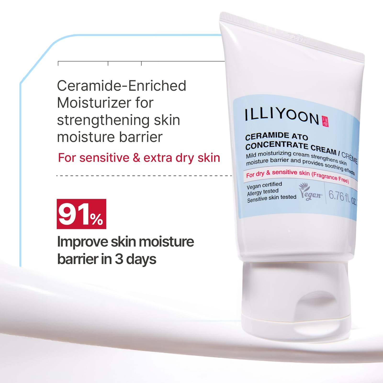 Illiyoon Ceramide Ato Concentrate Cream side profile showing fluid ounce volume details