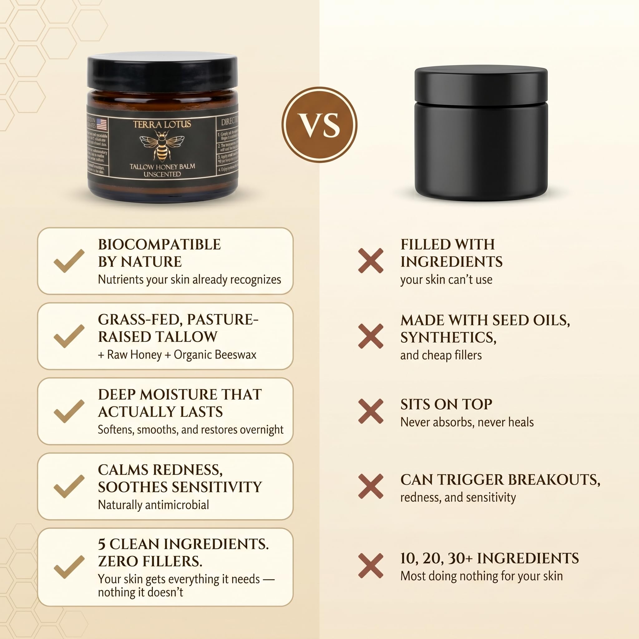Terra Lotus tallow balm label details showing organic ingredients