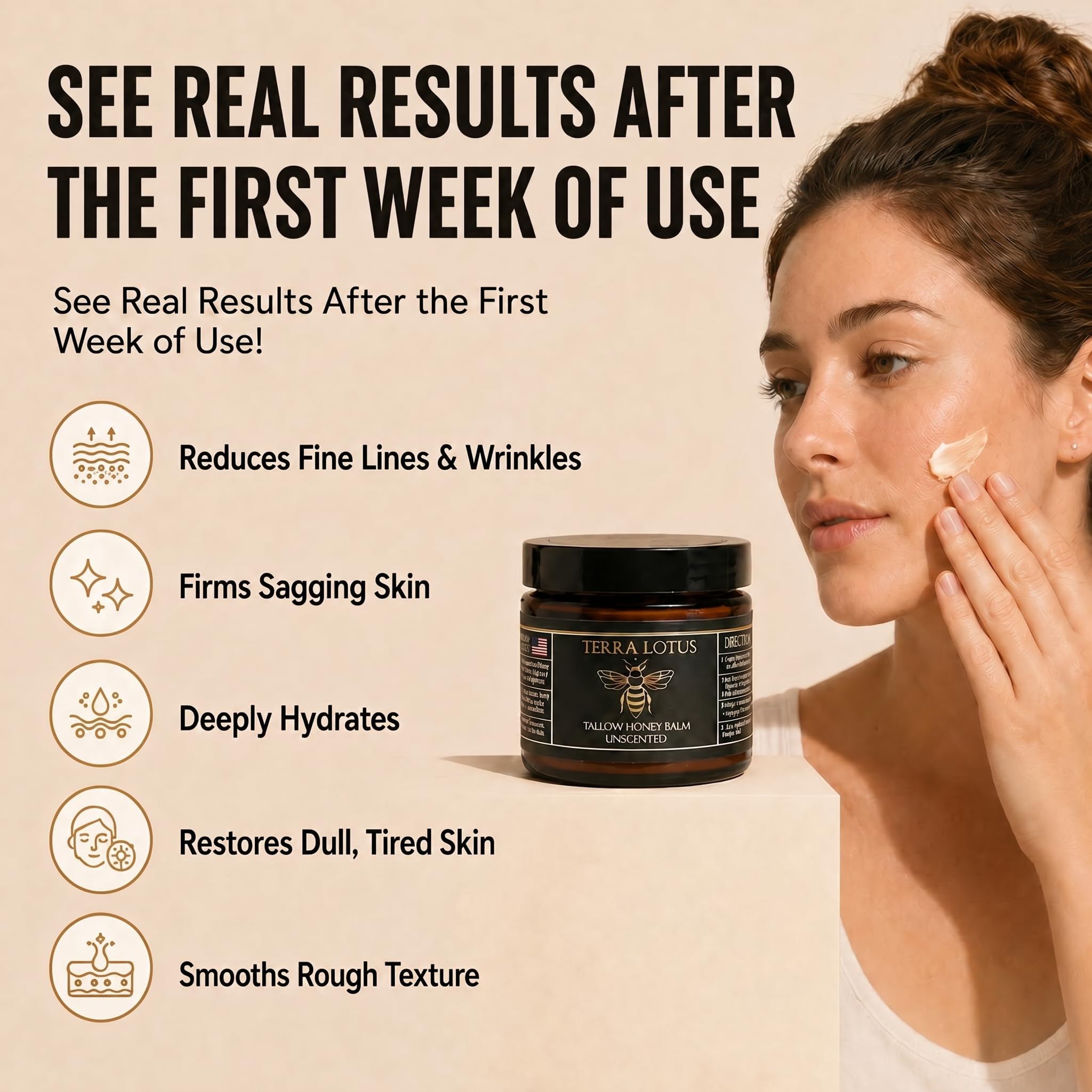 Hand application of Terra Lotus beef tallow balm for dry skin