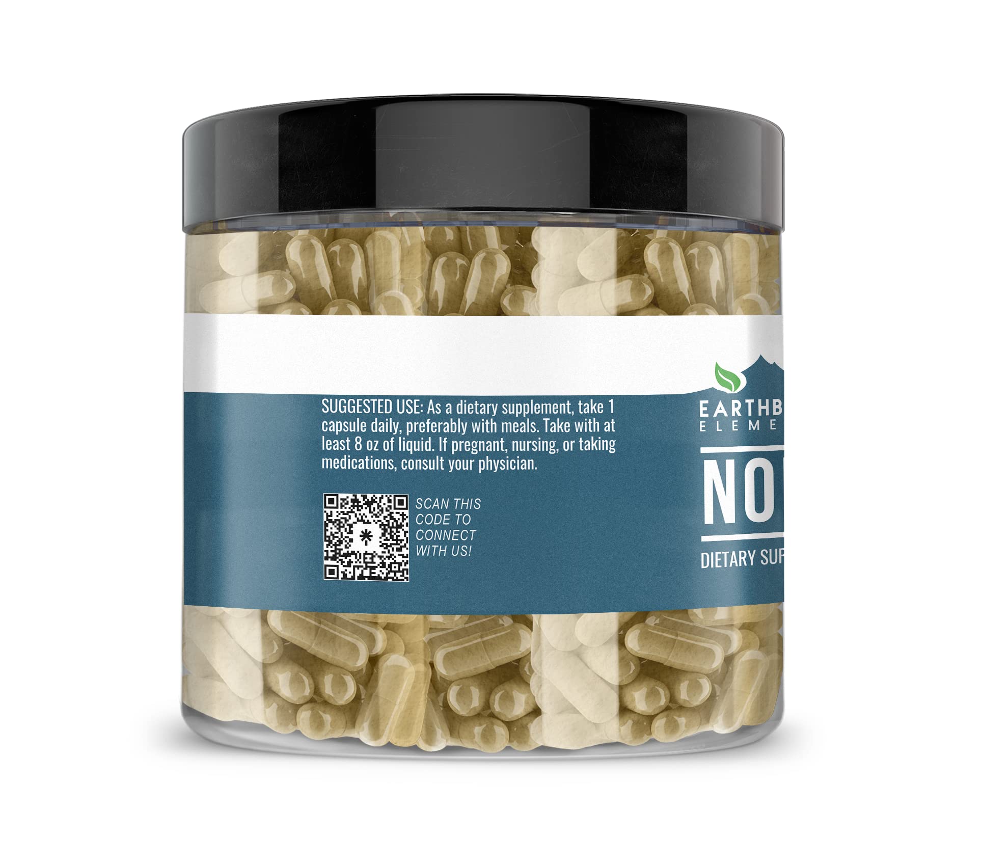 Earthborn Elements Noni capsules nutritional supplement facts label showing pure ingredients