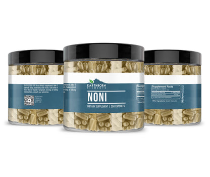 Authentic USA imported Earthborn Elements noni capsules packaging details and directions